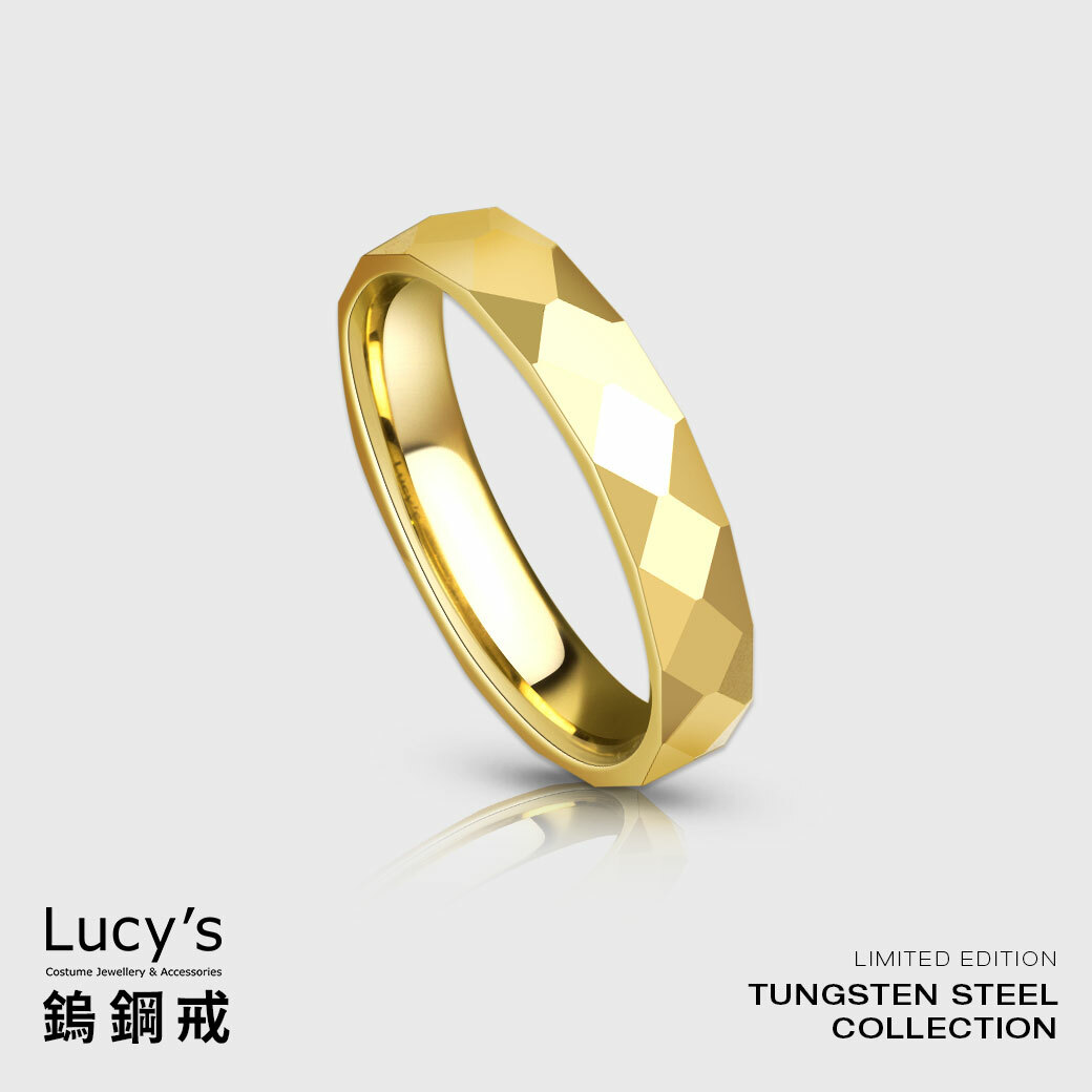鎢鋼戒｜3.5MM大菱格切割 (金) 戒指 (102151-102161)