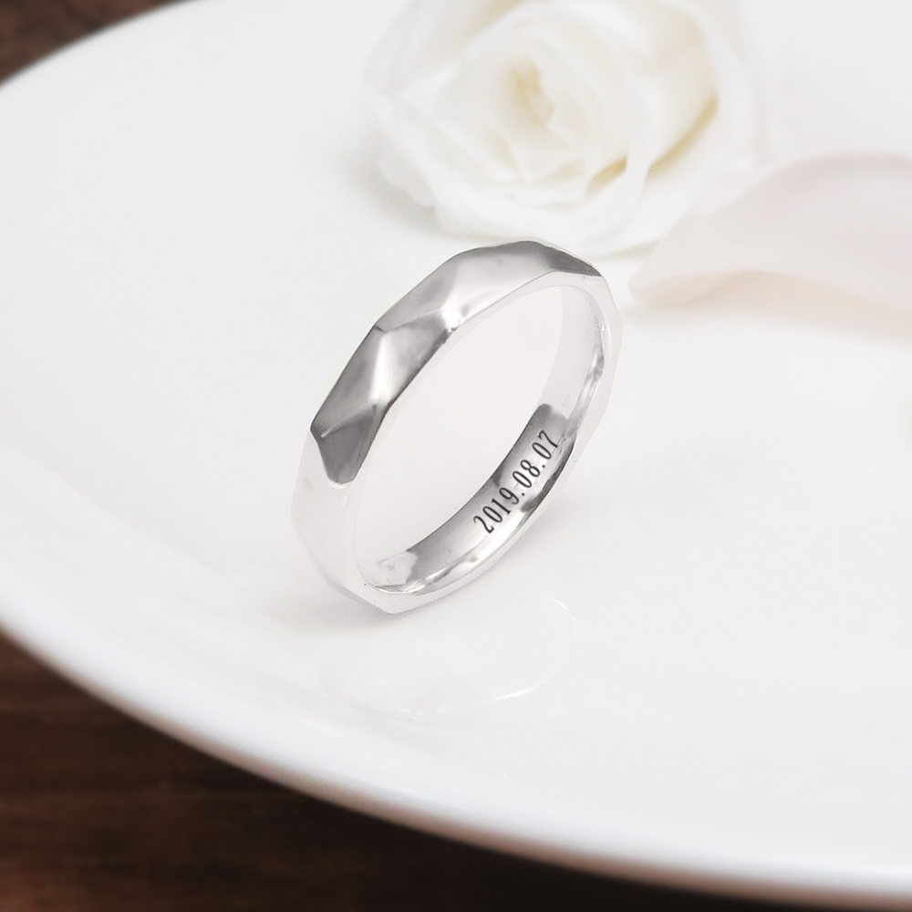 純銀刻字 菱形角面 男戒 925純銀戒指 男生戒指 客製化訂製