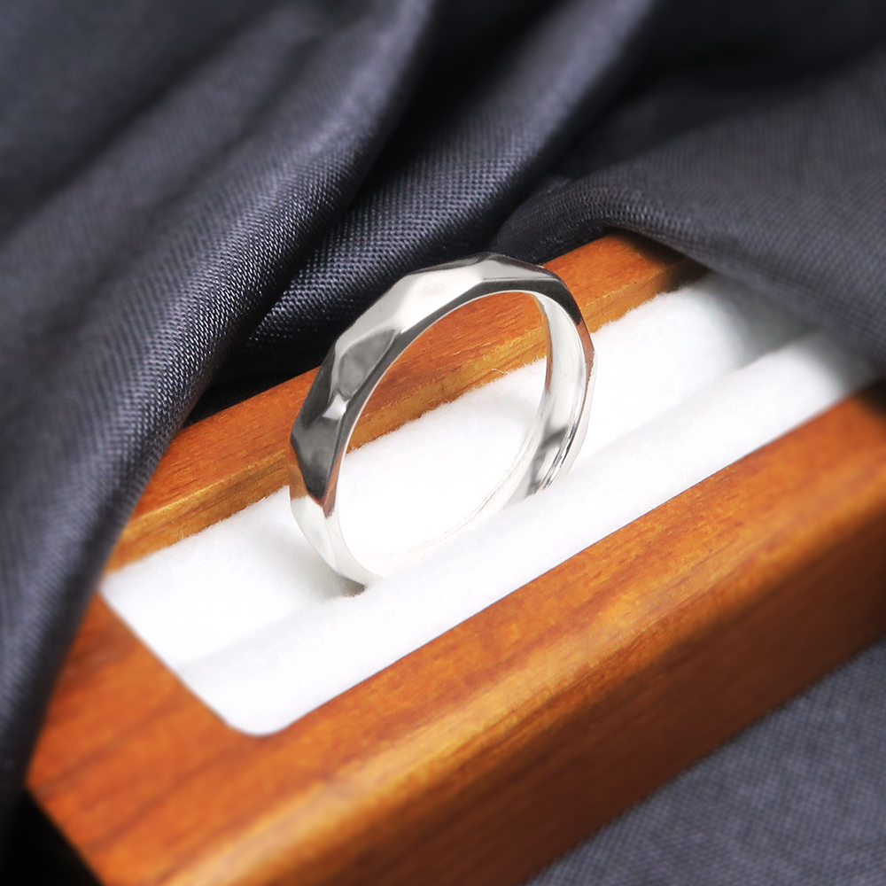 純銀刻字 菱形角面 男戒 925純銀戒指 男生戒指 客製化訂製