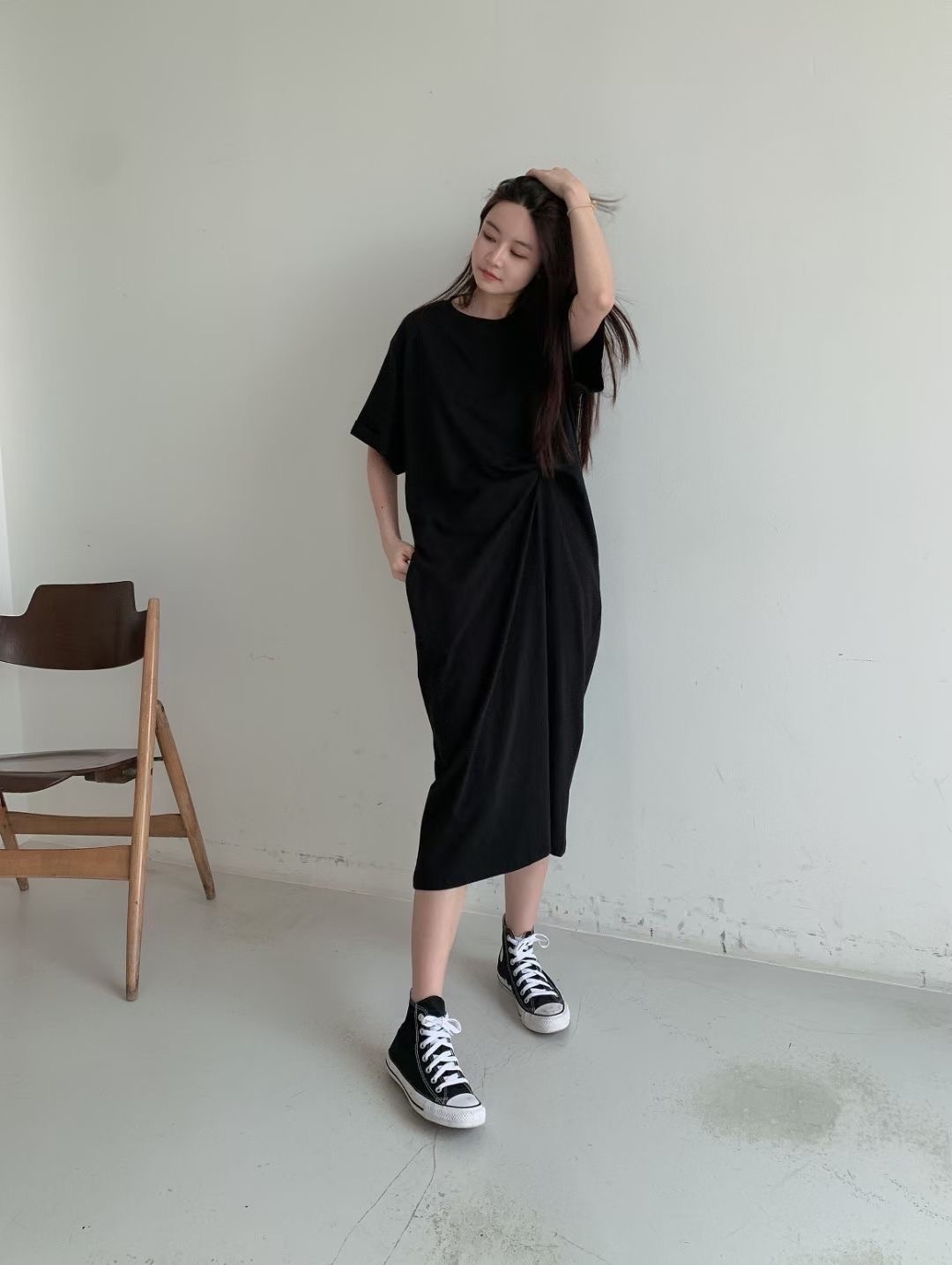 扭結短袖舒適長洋