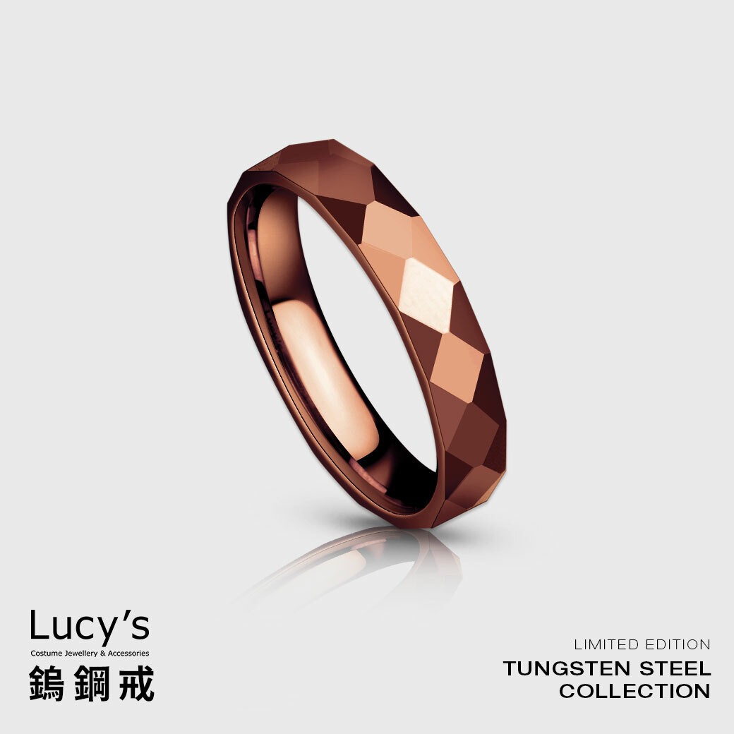 鎢鋼戒｜3.5MM大菱格切割 (巧克力金) 戒指 (102173-102183)