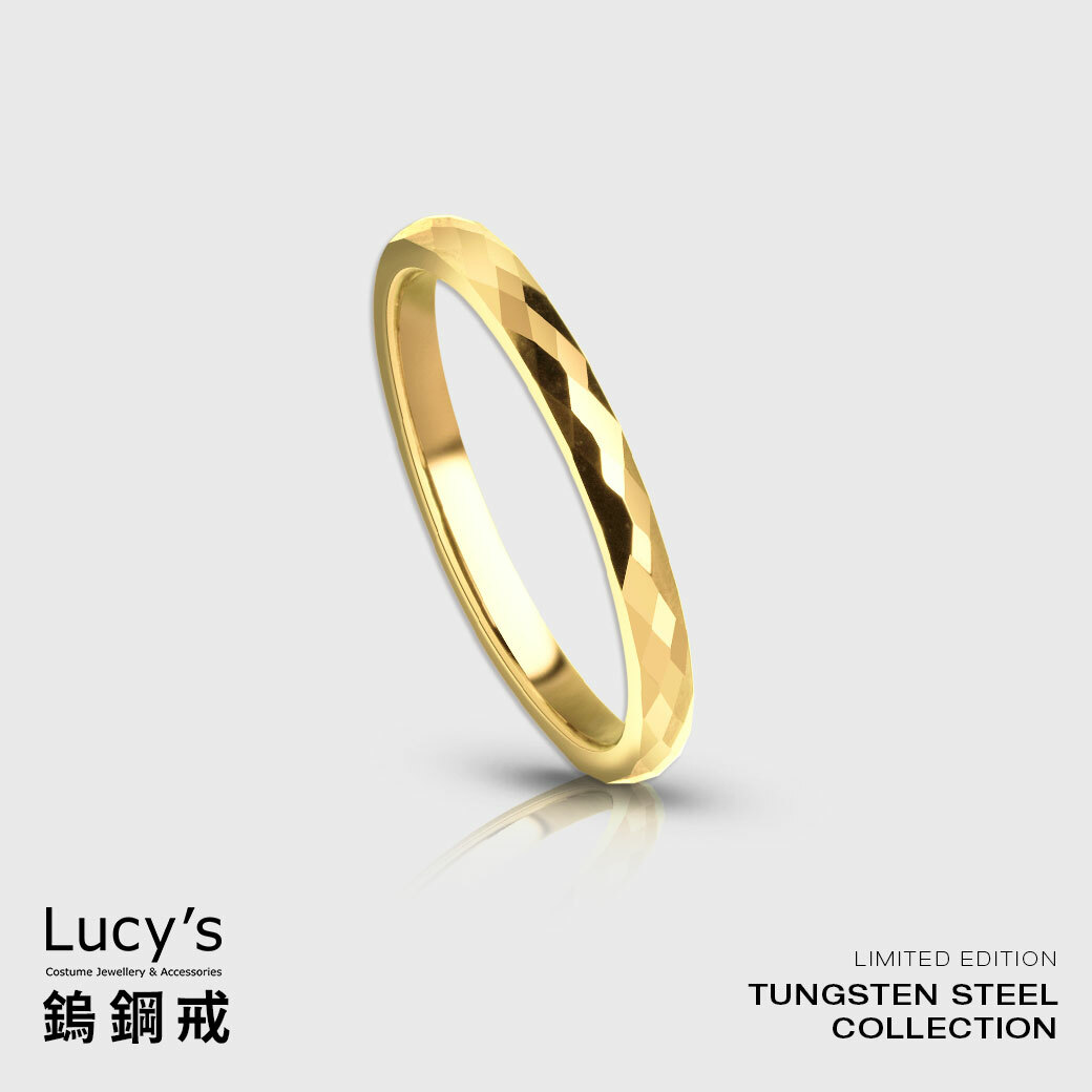 鎢鋼戒｜2MM密菱格切割 (金) 戒指 (47295-55763)