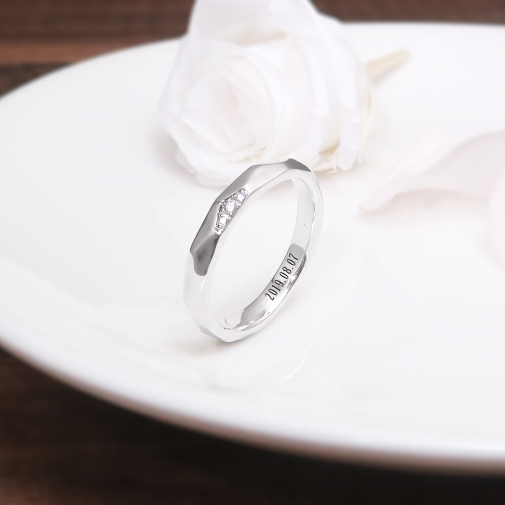 純銀刻字 菱形角面 女戒 925純銀戒指 女生戒指 客製化訂製