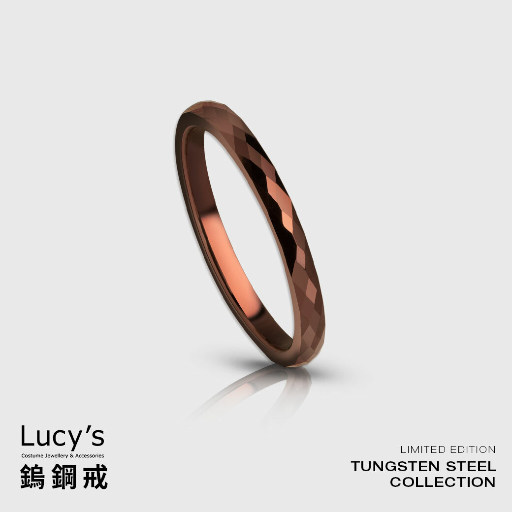 鎢鋼戒｜2MM密菱格切割 (巧克力金) 戒指 (47305-51005)