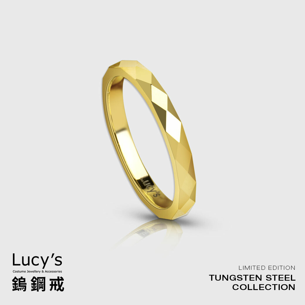 鎢鋼戒｜2MM大菱格切割 (金) 戒指 (102149-117015)