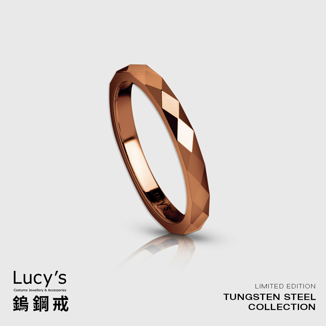 鎢鋼戒｜2MM大菱格切割 (巧克力金) 戒指 (51025-51033)