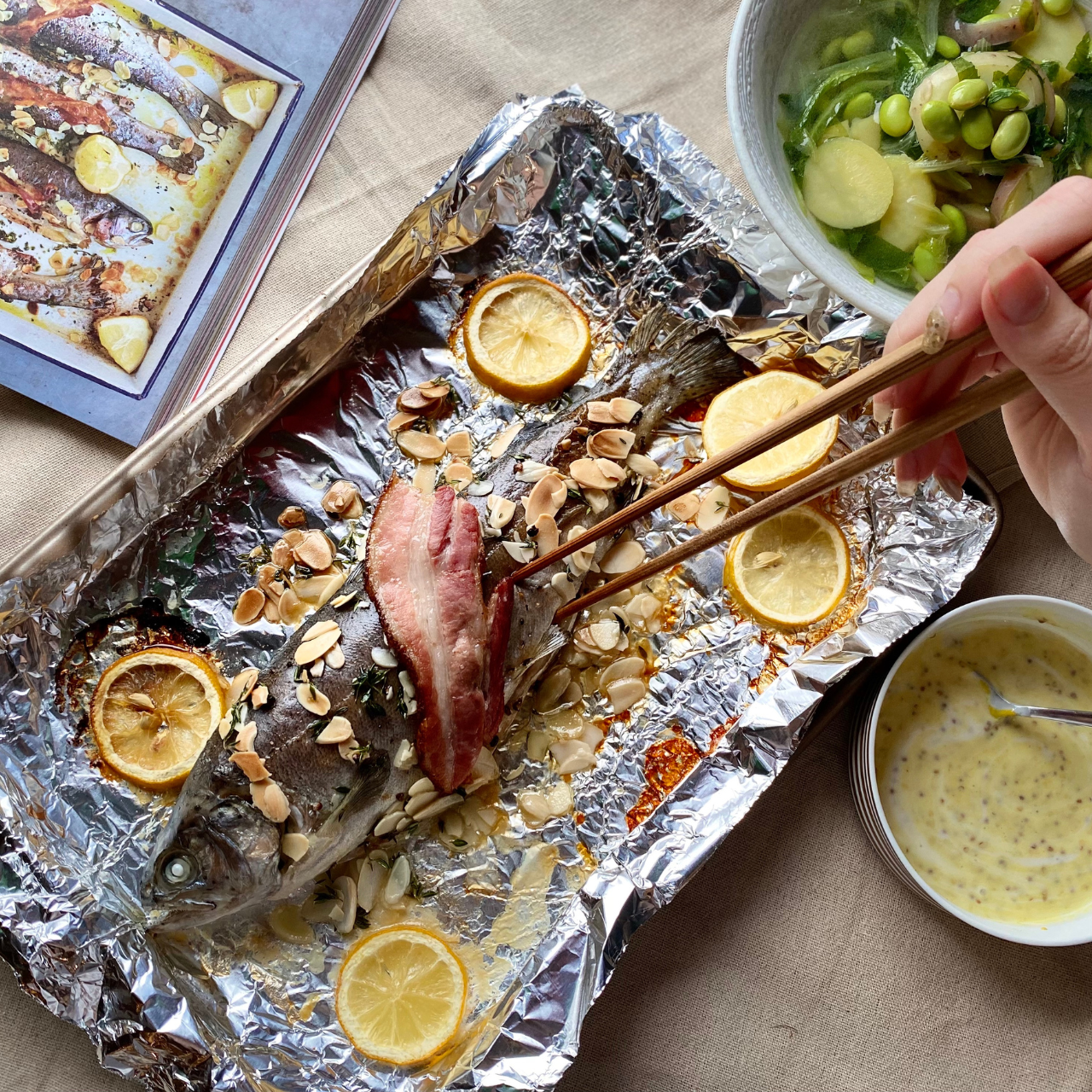 【烤鱒魚 澤西皇家馬鈴薯、毛豆與芥末醬】食譜食材箱