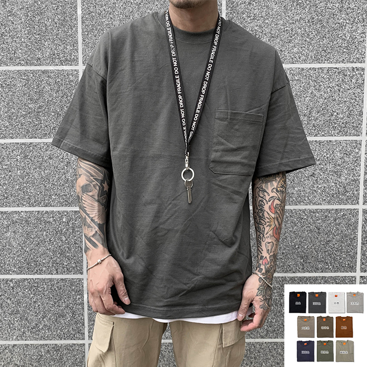 復古10色 口袋短T 落肩寬鬆