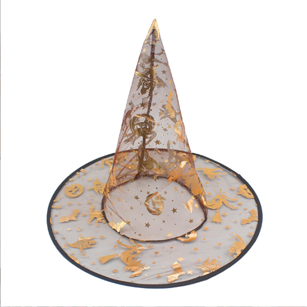 現貨區 萬聖節燙金紡紗巫婆帽 WM022