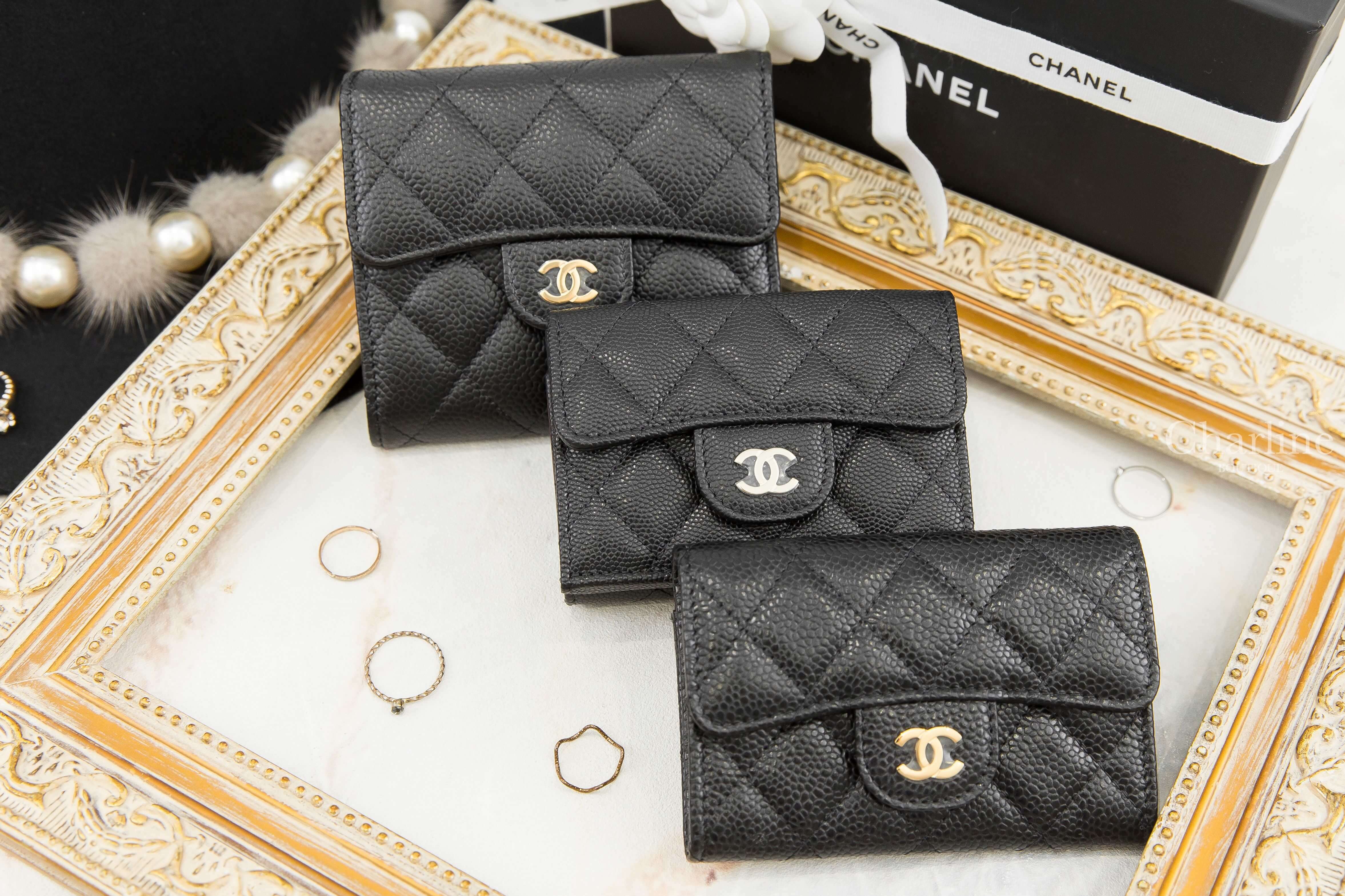Chanel Wallet 黑色金CC荔枝菱格紋釦式卡片三折短夾,Chanel Wallet 黑色金釦荔枝紋三折短夾,Chanel Card Holder 黑色金CC荔枝菱格紋零錢夾-Charline Boutique 精品代購
