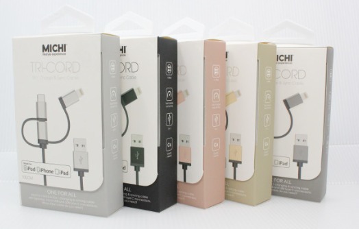 Michi 3 in 1 Charge & Sync Cable 1M