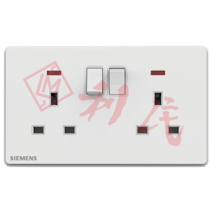 西門子 DELTA®arina 13A 雙位開關插座(帶霓虹燈指示器)(冰川白/玫瑰金/永恆灰/香檳金/型啞黑)