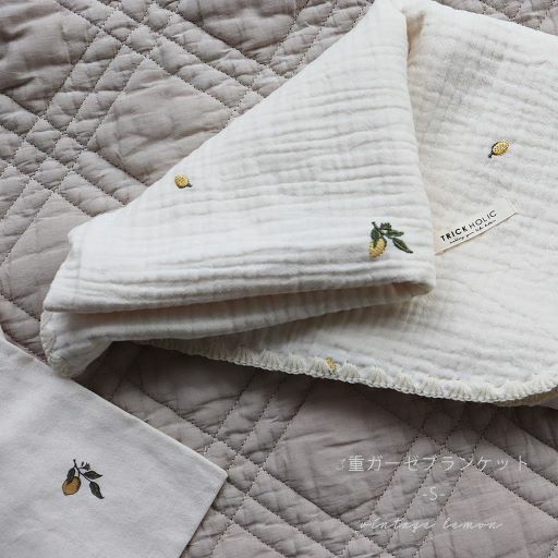 檸檬6層紗布刺繡毯