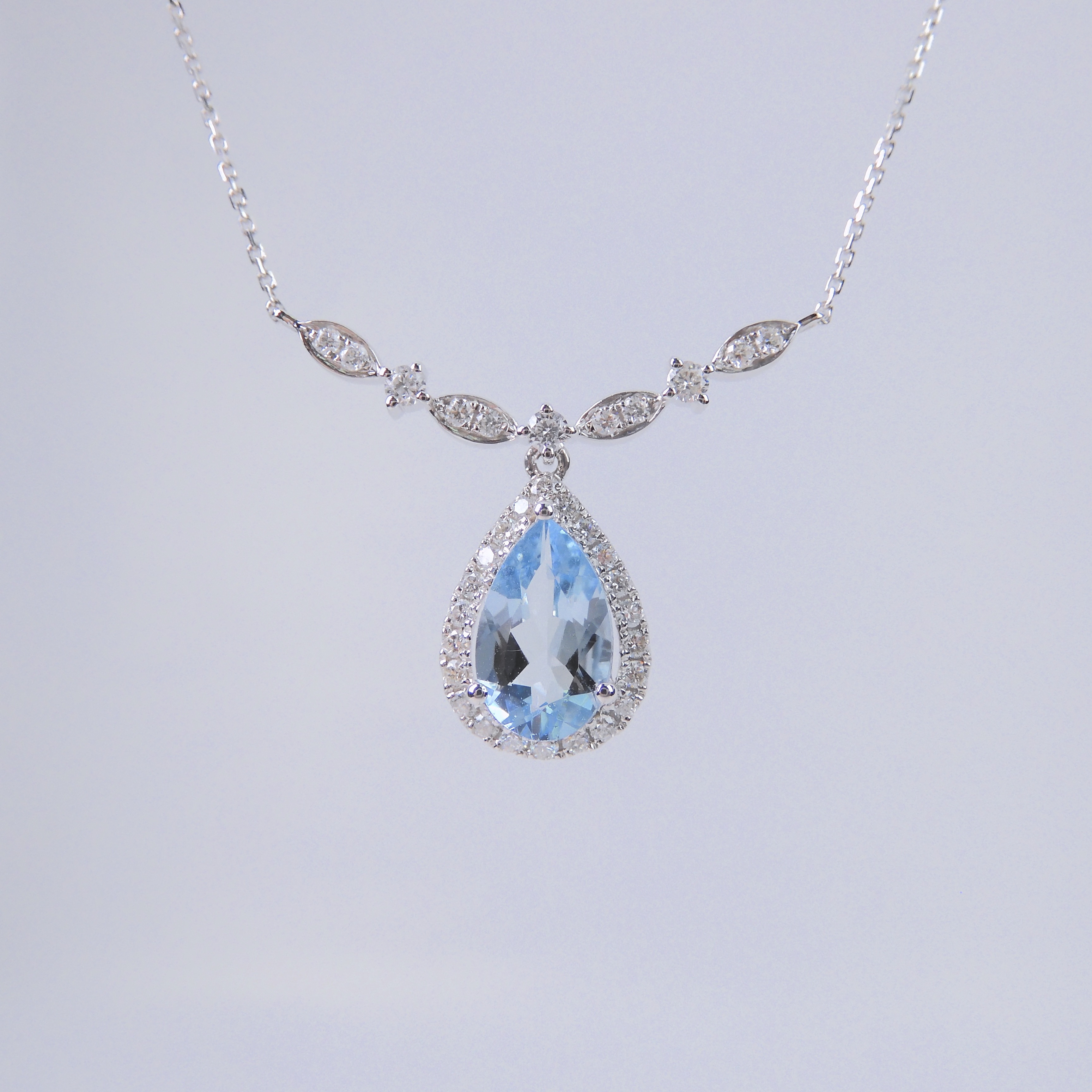 18K金 1.28ct 海藍寶項鏈