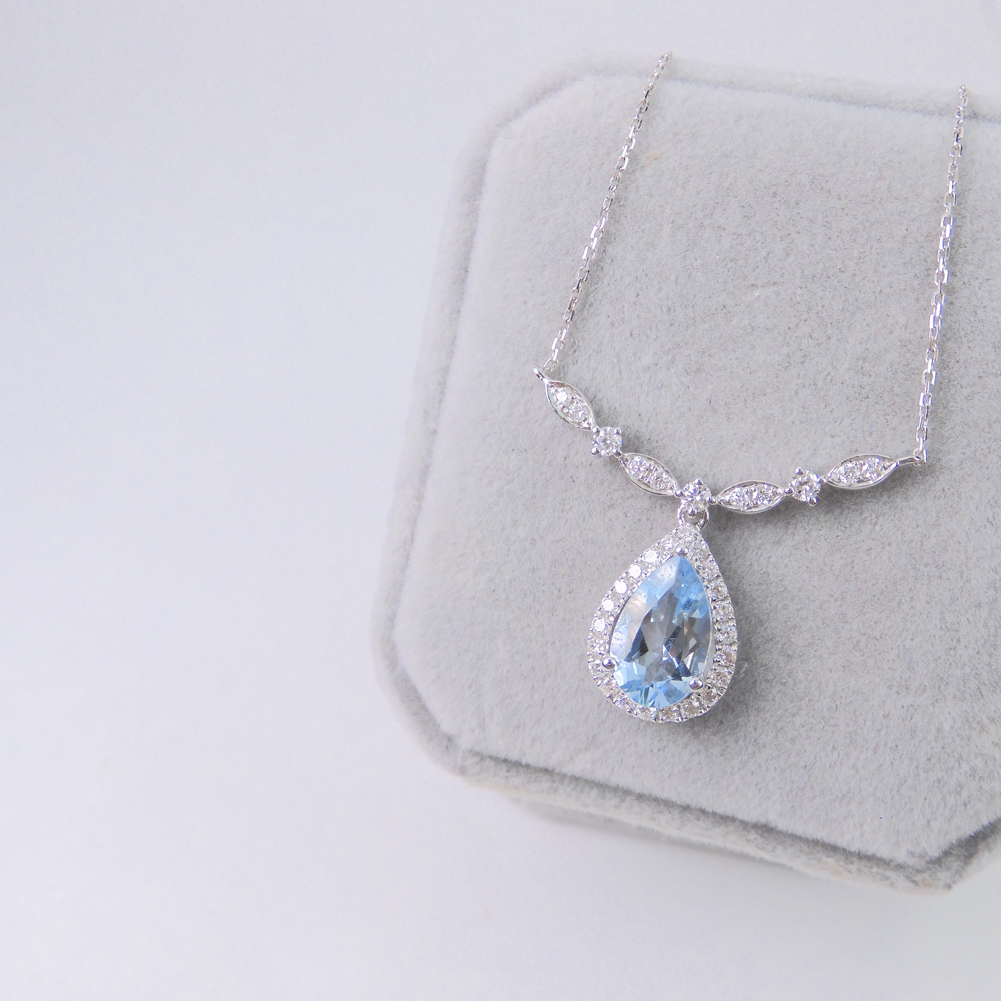 18K金 1.28ct 海藍寶項鏈