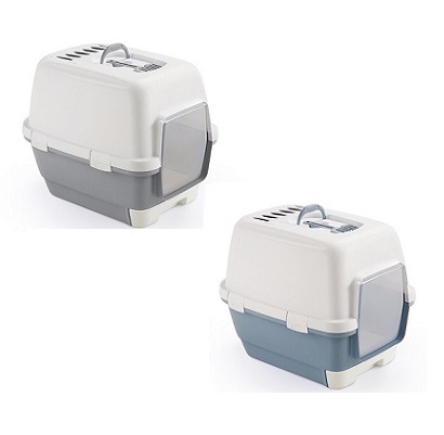 法國Zolux 易潔有蓋雙層抽屜式貓砂盤- (鋼藍色) / (灰色)