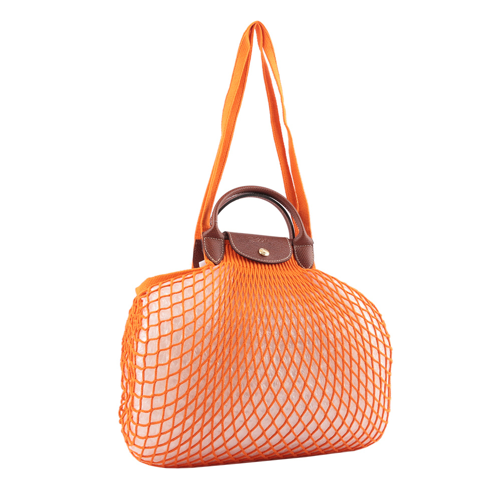 【LONGCHAMP】LE PLIAGE FILET 二用漁網包(橙色)
