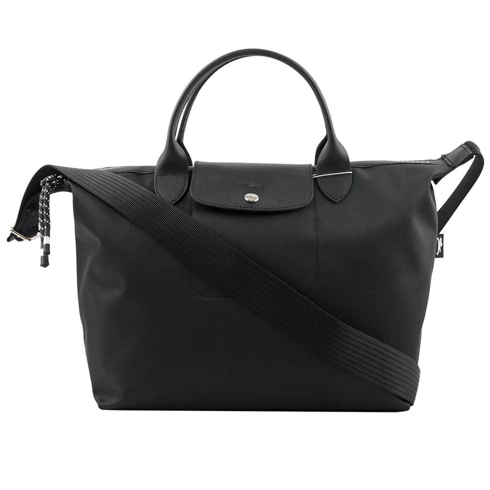 【LONGCHAMP】M號 LE PLIAGE ENERGY 再生帆布二用包(黑色)