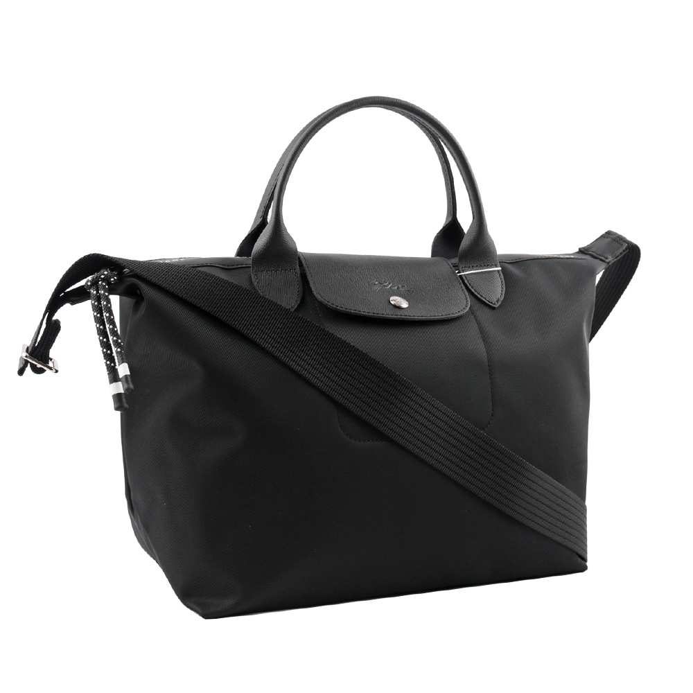 【LONGCHAMP】M號 LE PLIAGE ENERGY 再生帆布二用包(黑色)