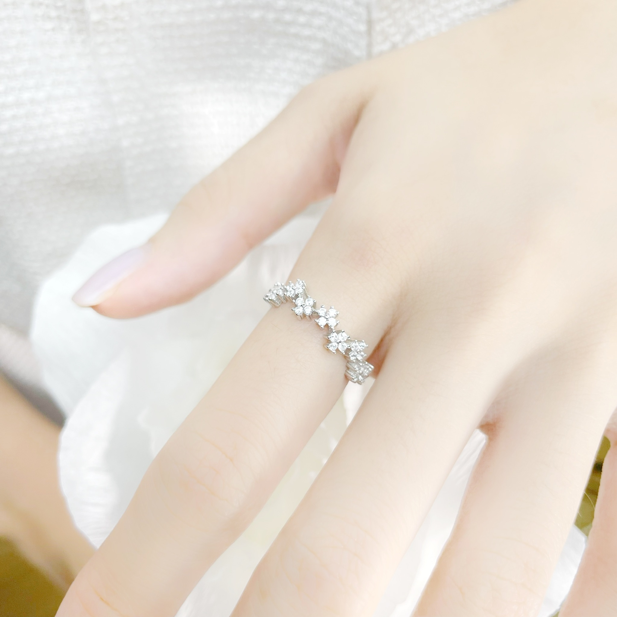 | 925純銀・ 白金 | 花岸線戒指  | RI0421 |