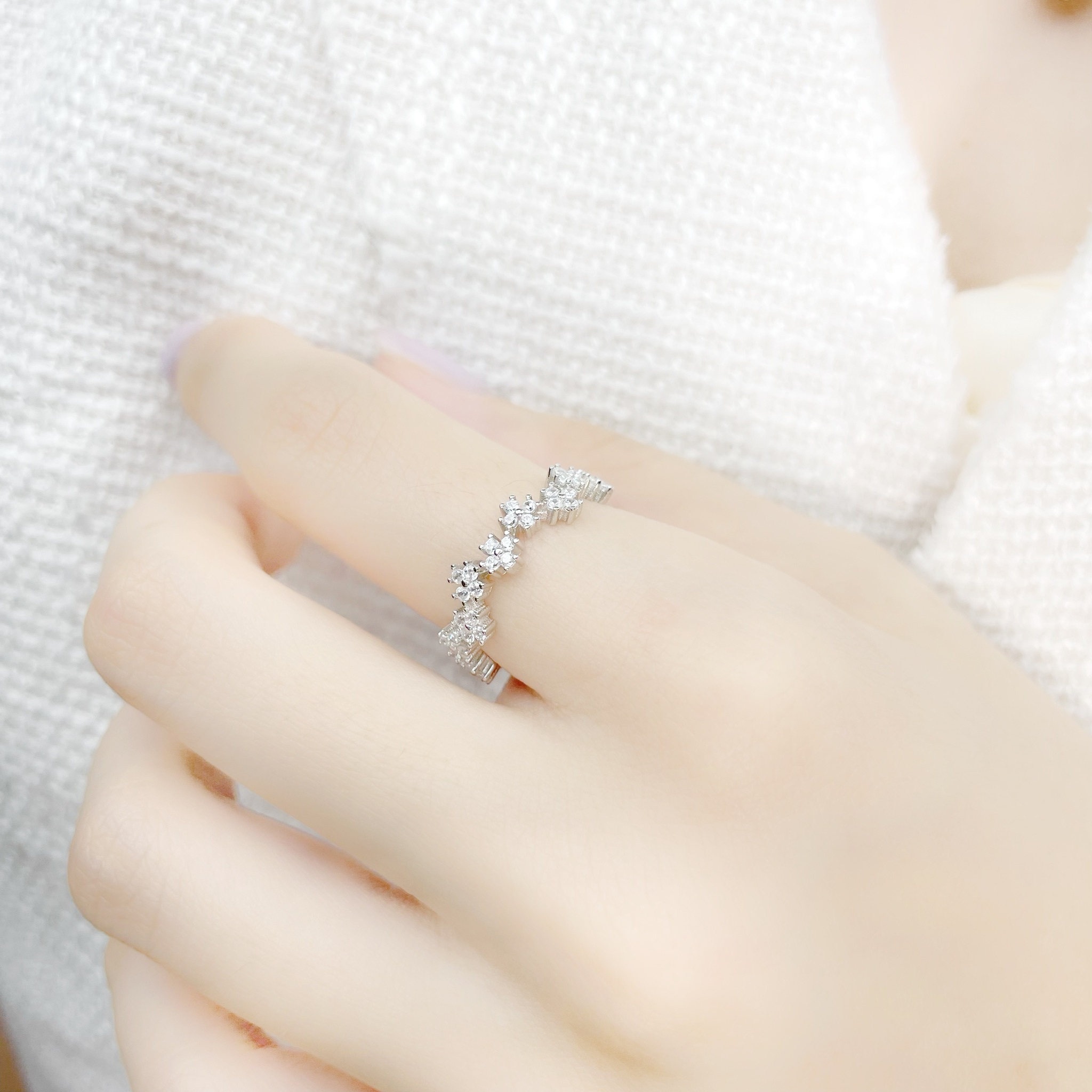 | 925純銀・ 白金 | 花岸線戒指  | RI0421 |