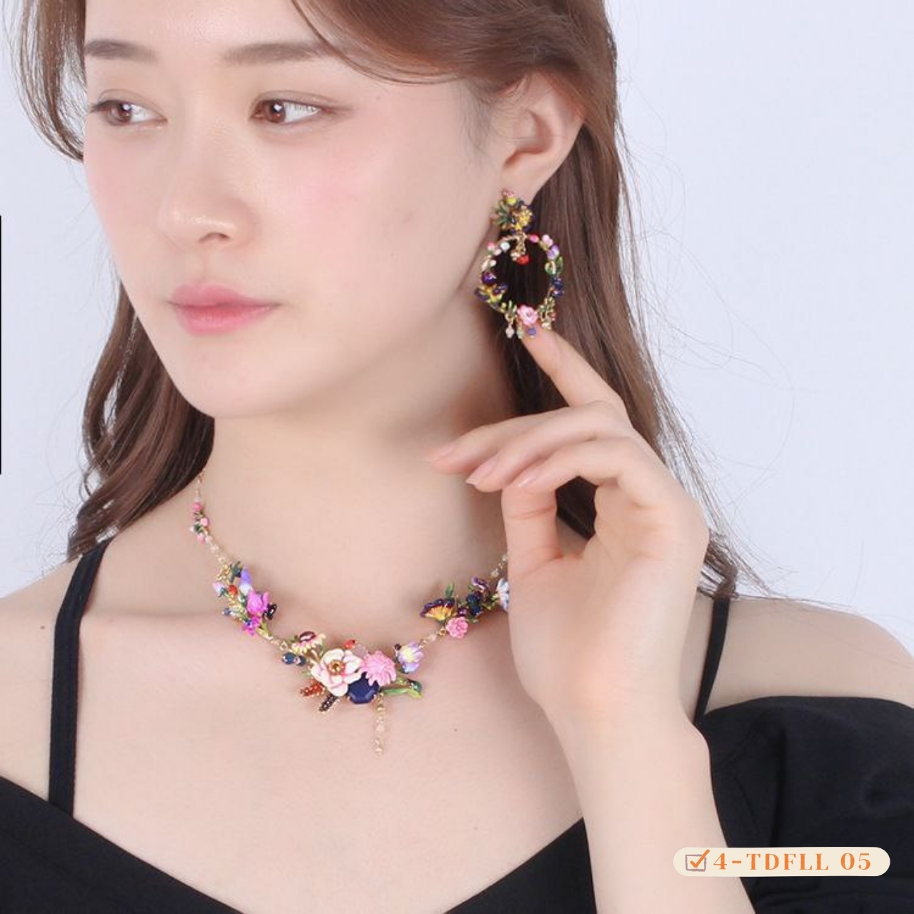 #珐琅 花朵圆形耳夹 无耳洞圆圈夹式耳环