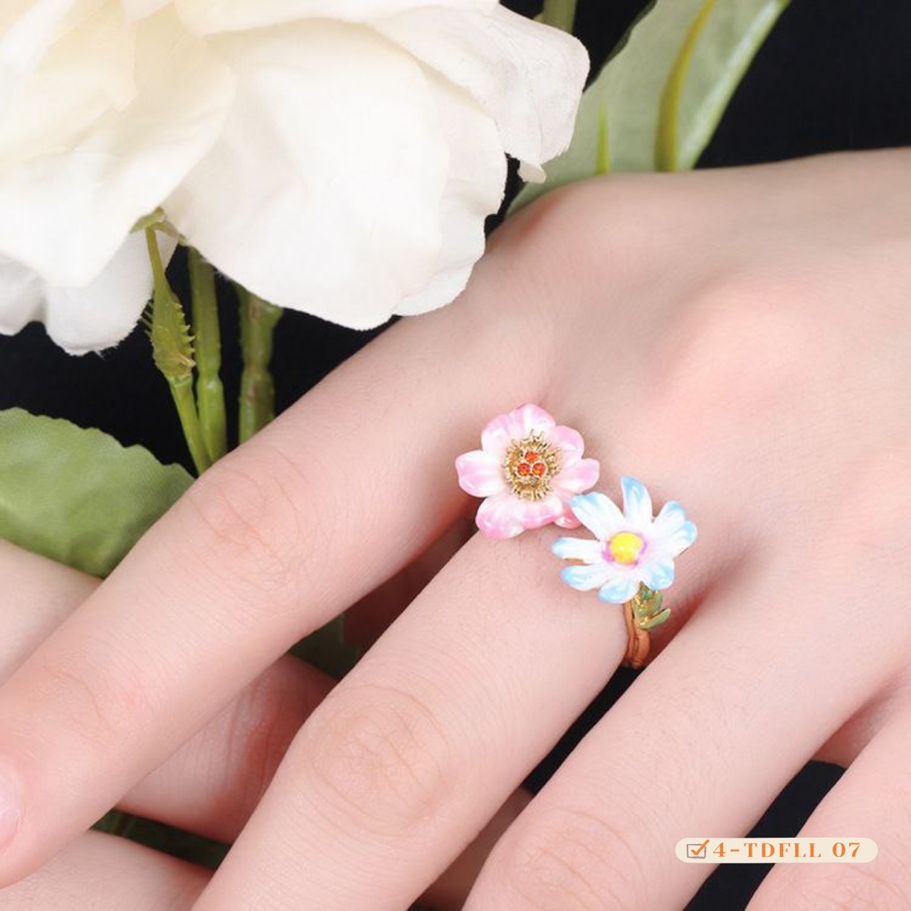 #珐琅 花朵戒指