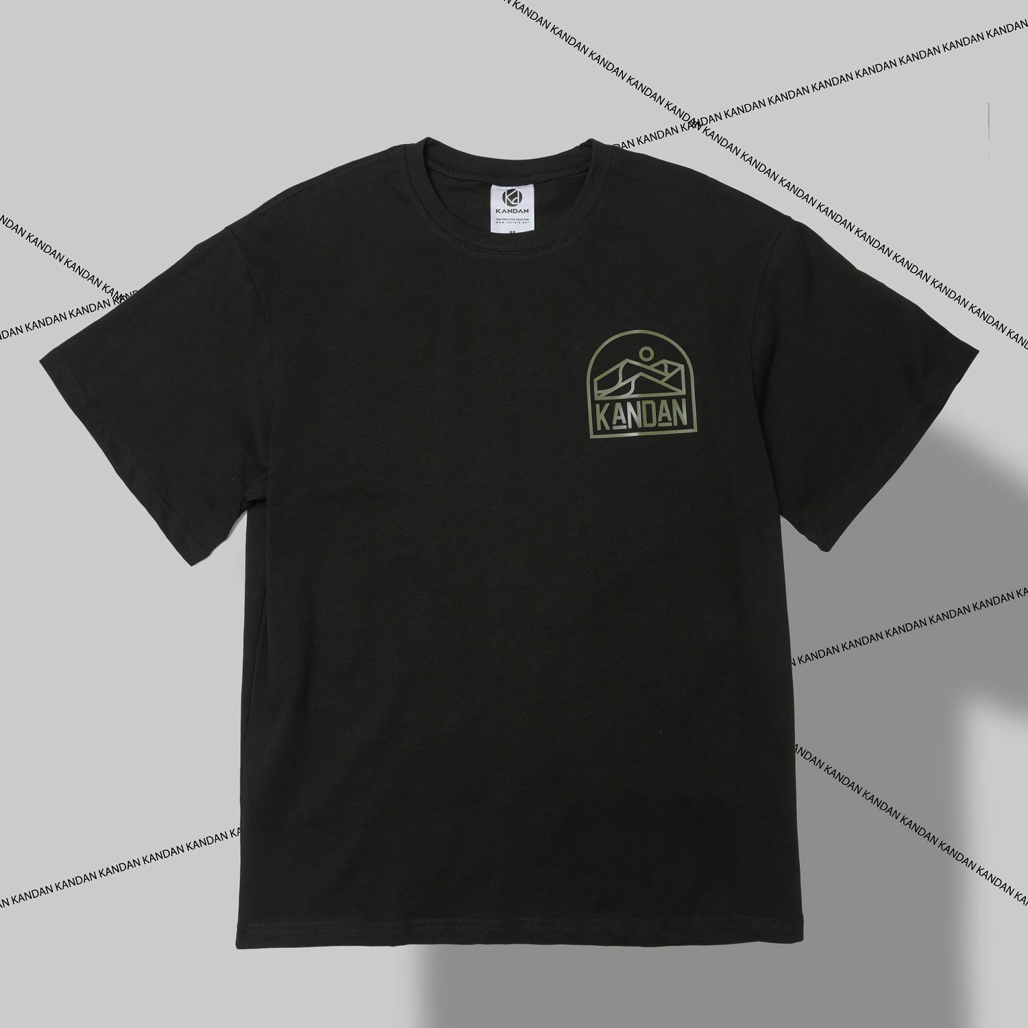 KID ® KANDAN系列 厚板膠山脈短T 黑