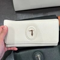 [S] TRUSSARDI 75W00346_9Y099999 LARGE LOGO PATCH CONTINENTAL PURSE, WHITE, 8055720169706 (STJ17)