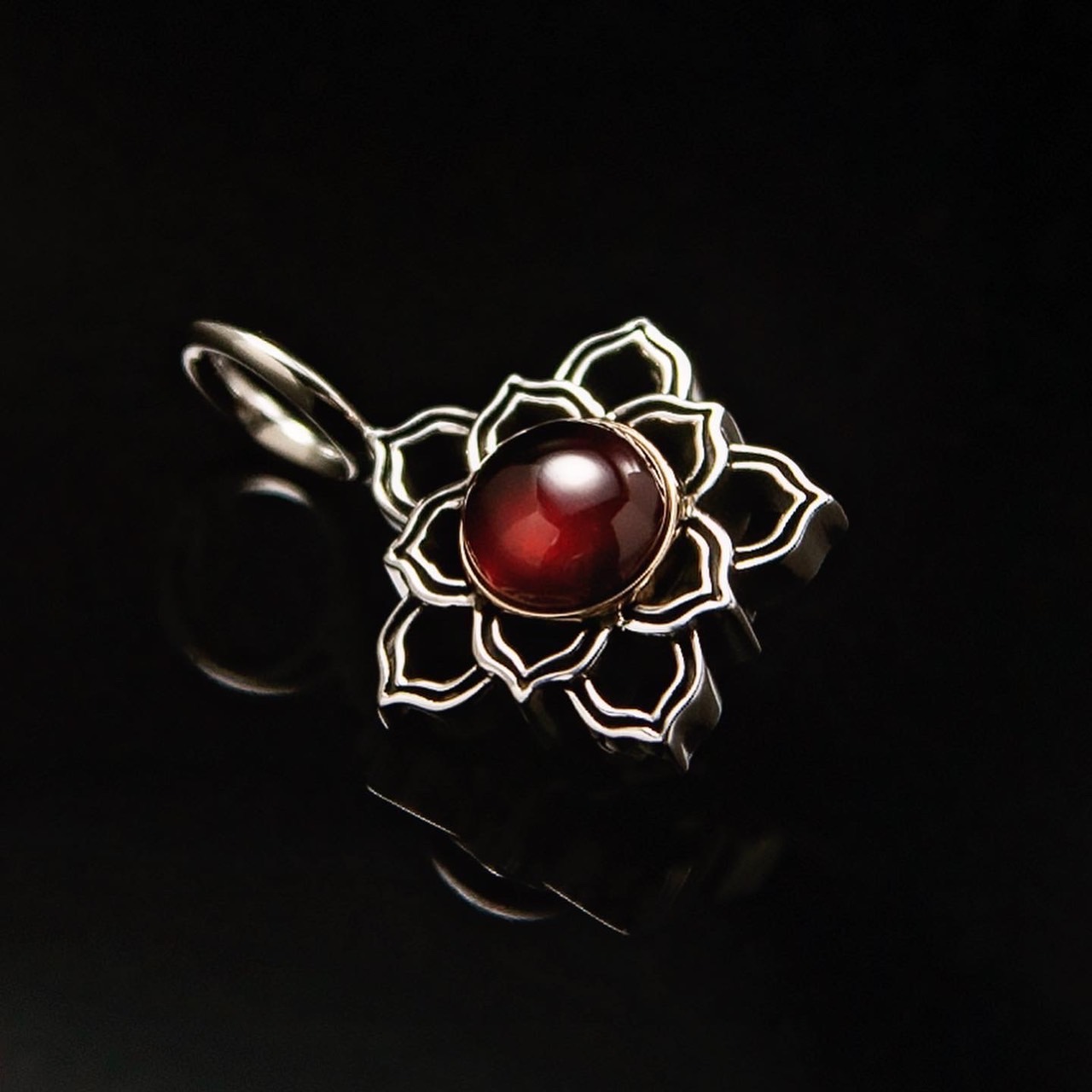 緣花鏡吊墜(S號石榴石款)