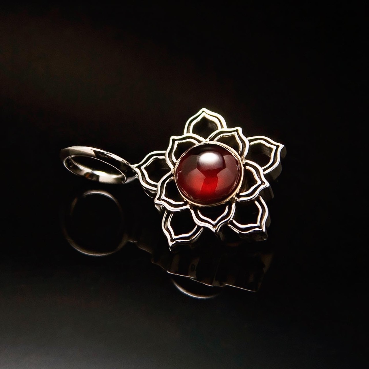 緣花鏡吊墜(S號石榴石款)