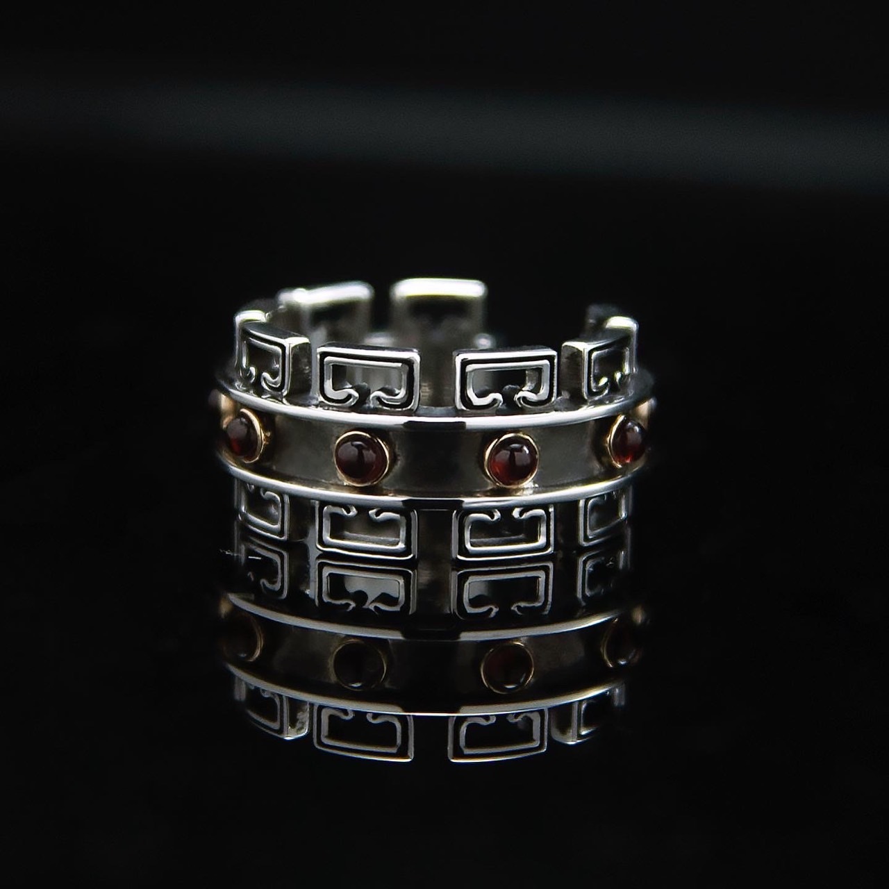 鼎輪開口戒(石榴石款)