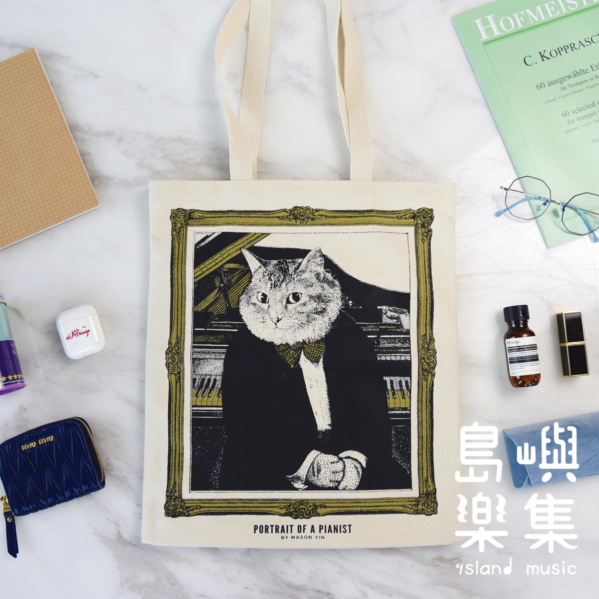 【平台式鋼琴】古典音樂貓帆布袋