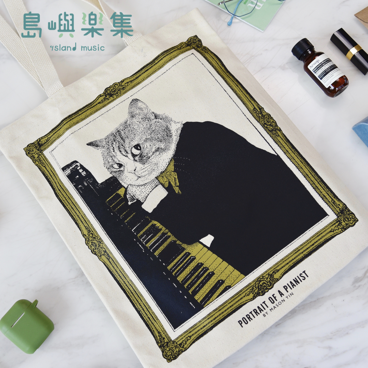 【直立式鋼琴】古典音樂貓帆布袋