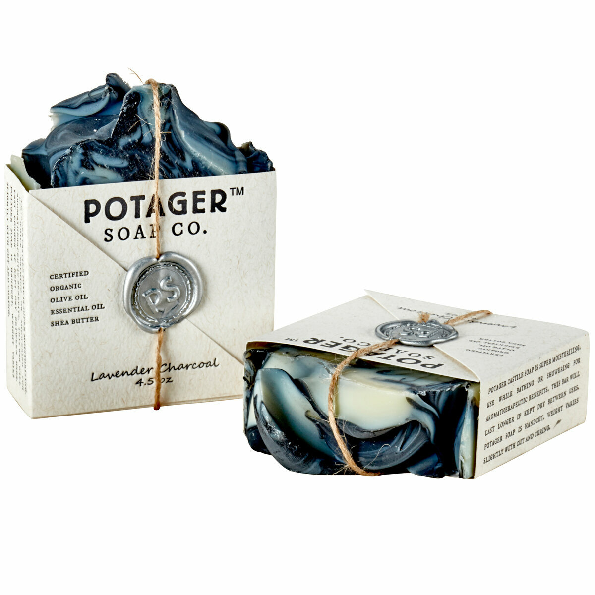 【Potager Soap Co.】Lavender Charcoal Bar Soap Handmade with Organic Ingredients