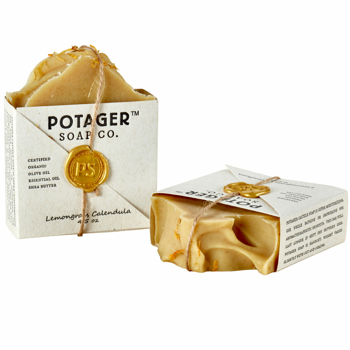 【Potager Soap Co.】Lemongrass Calendula Bar Soap Handmade with Organic Ingredients