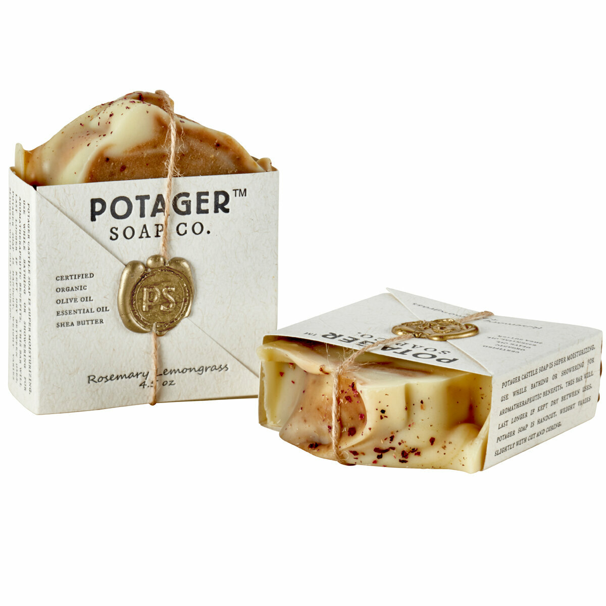 【Potager Soap Co.】Rosemary Lemongrass Bar Soap Handmade with Organic Ingredients