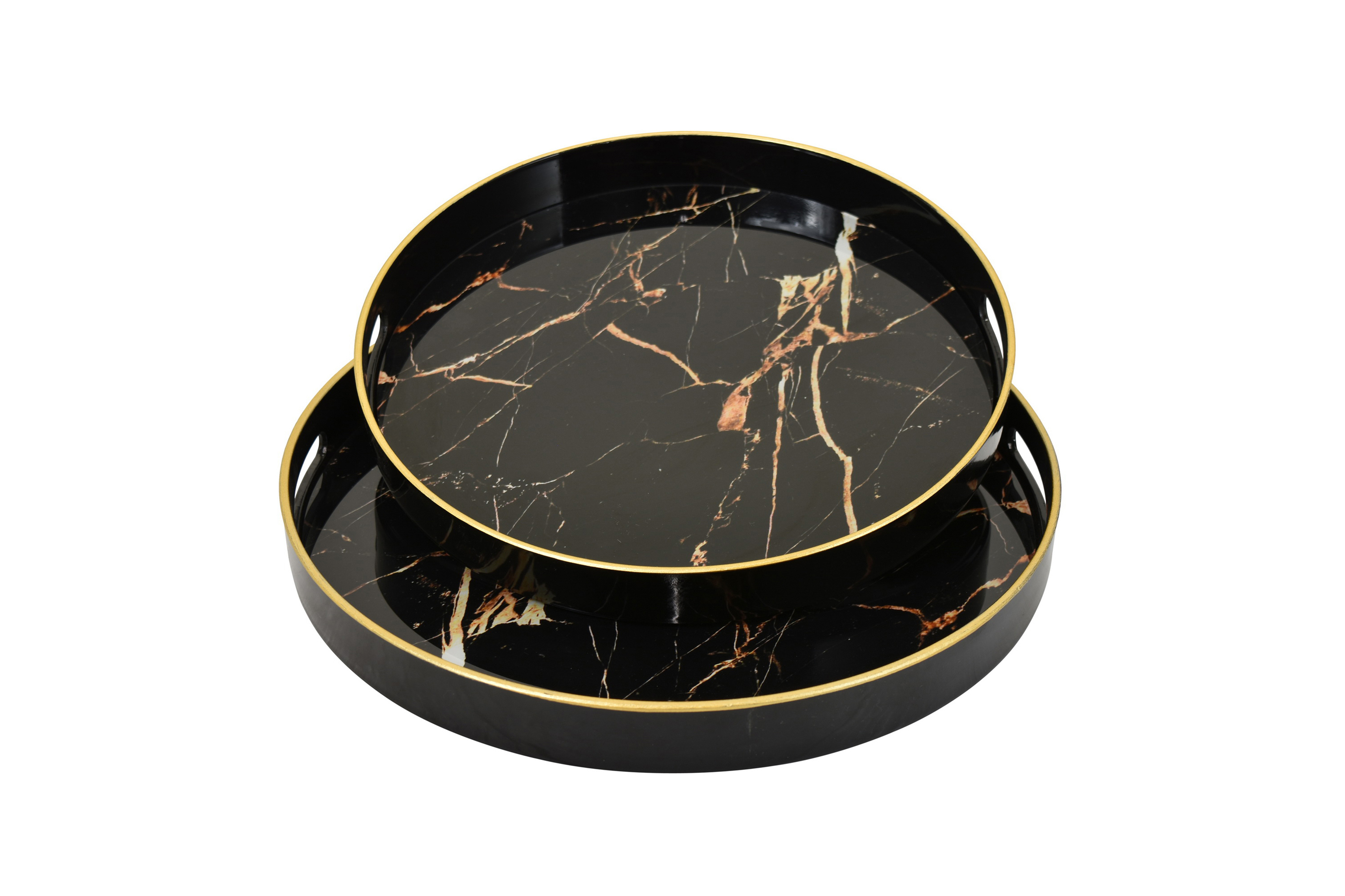 琥珀黑石圓形托盤