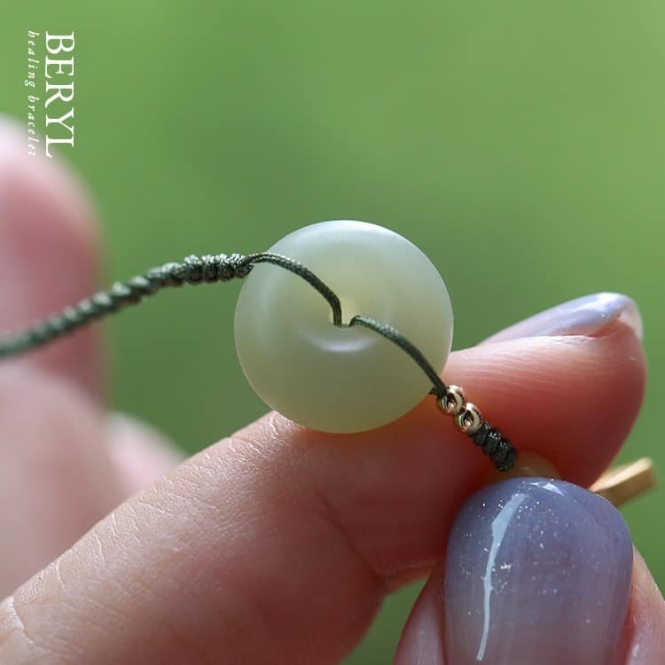 天然青海和田玉黃口料小福氣平安扣手繩