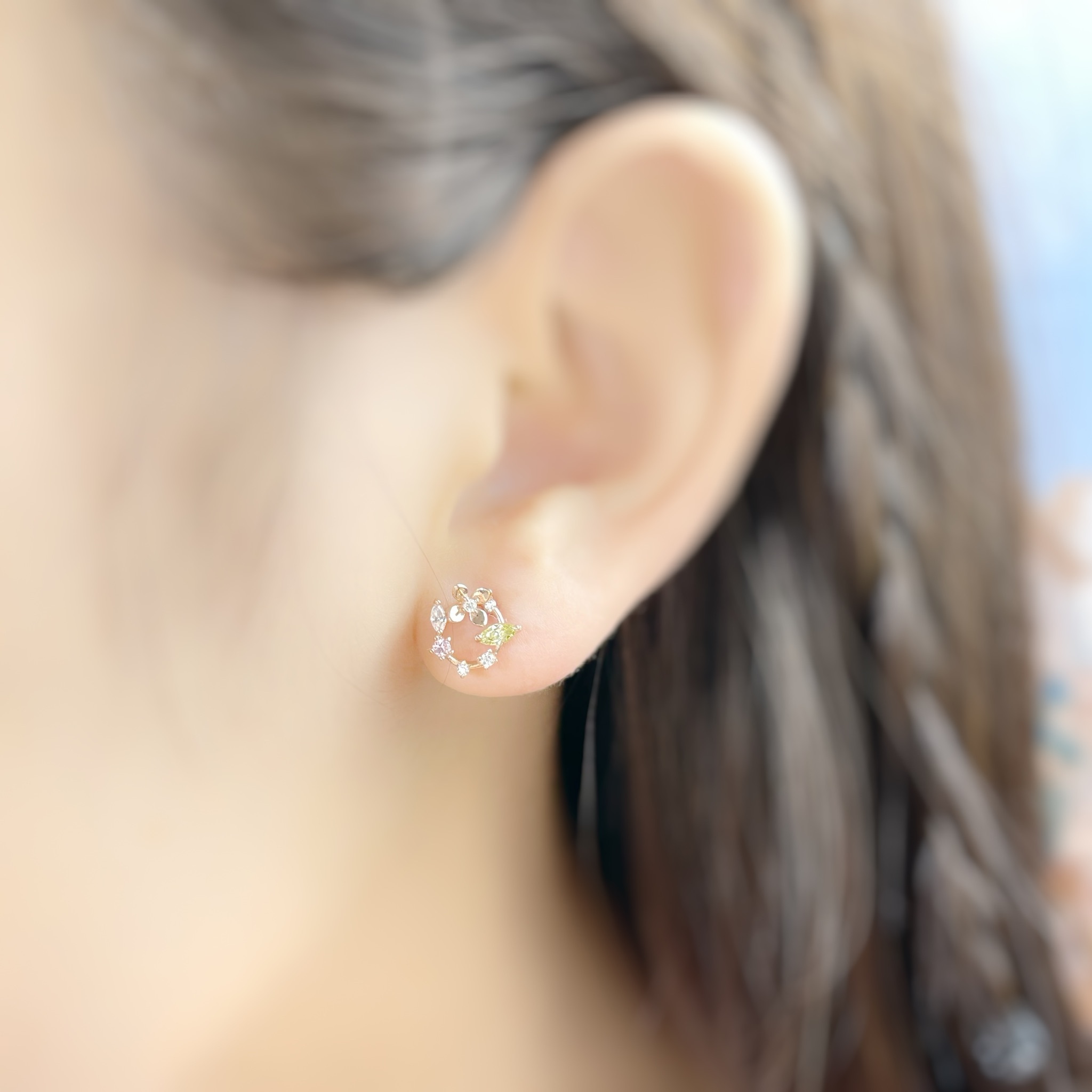 | 925 Silver・White Gold・Rose Gold | Colourful Flowers Earrings（Silver / Rose Gold） | EA0528 |