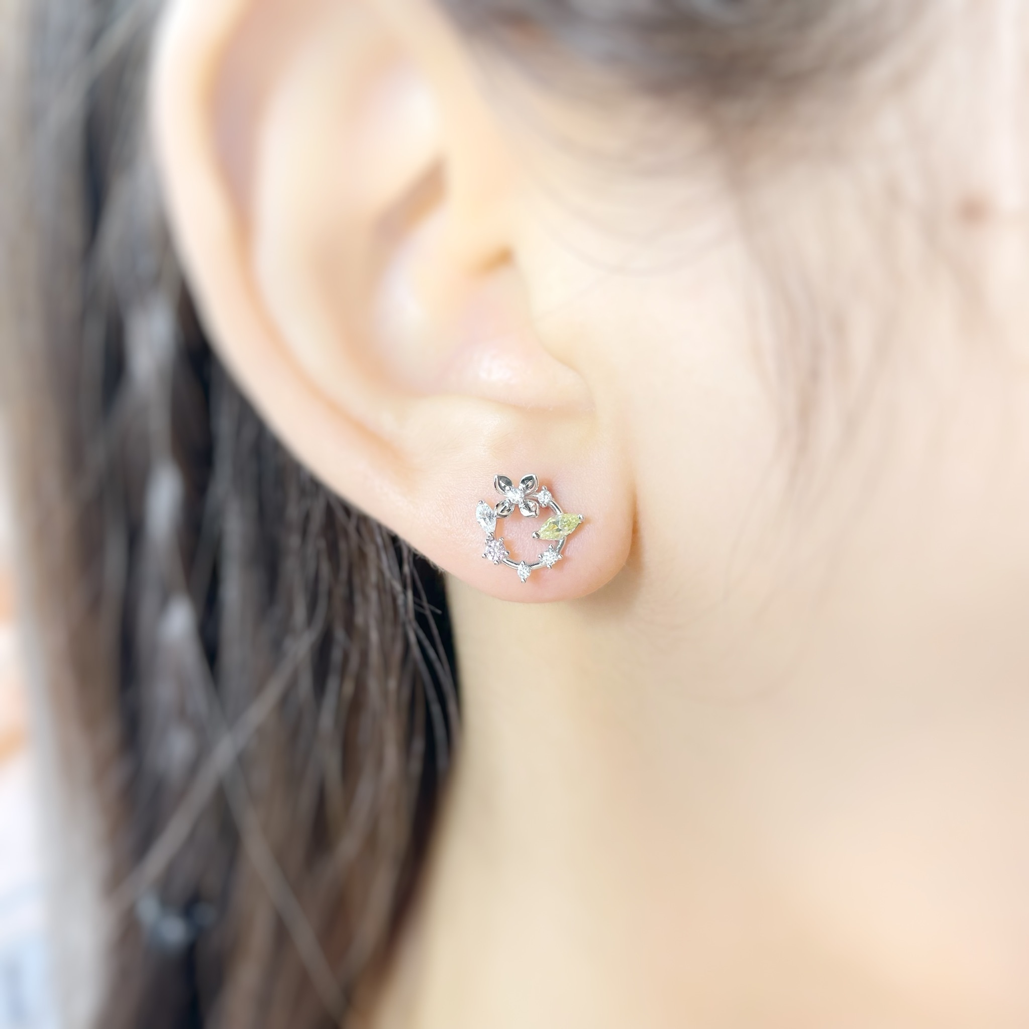| 925 Silver・White Gold・Rose Gold | Colourful Flowers Earrings（Silver / Rose Gold） | EA0528 |