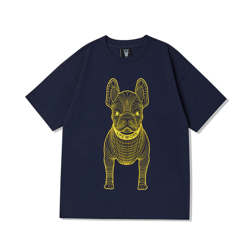 LIFEWORK BLACK T SHIRT WITH GOLD PUG