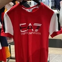 [S] ARMANI EXCHANGE EA7 LOGO COTTON CREW NECK T-SHIRT,RED, 3KPT68 PJ5MZ-1450 (SAX27)