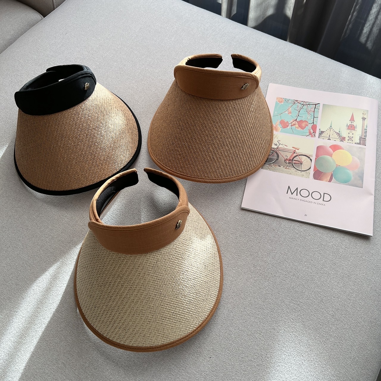 葉子滾邊度假太陽帽/三色