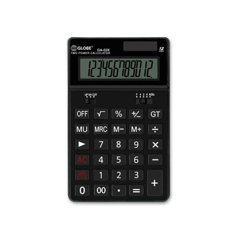 Globe 計數機 GA-02K (12位) 屏幕可摺 [沉穩黑色 雙電源設計]