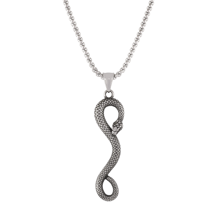 白鋼項鍊，男士項鍊 神秘靈蛇造型；蜿蜒姿態獨特魅力（2702）
