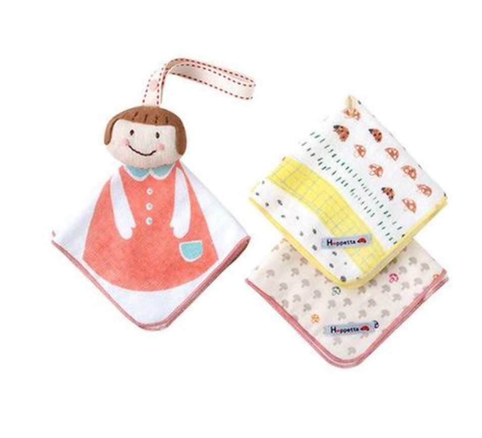 日本製 Hoppetta 幸運娃娃女孩手帕組