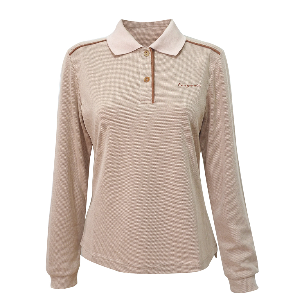 EasyMain 衣力美 排汗長袖POLO衫 女款 (2色) 排汗快乾/舒適透氣/修身/登山健行/休閒 12EMS10064