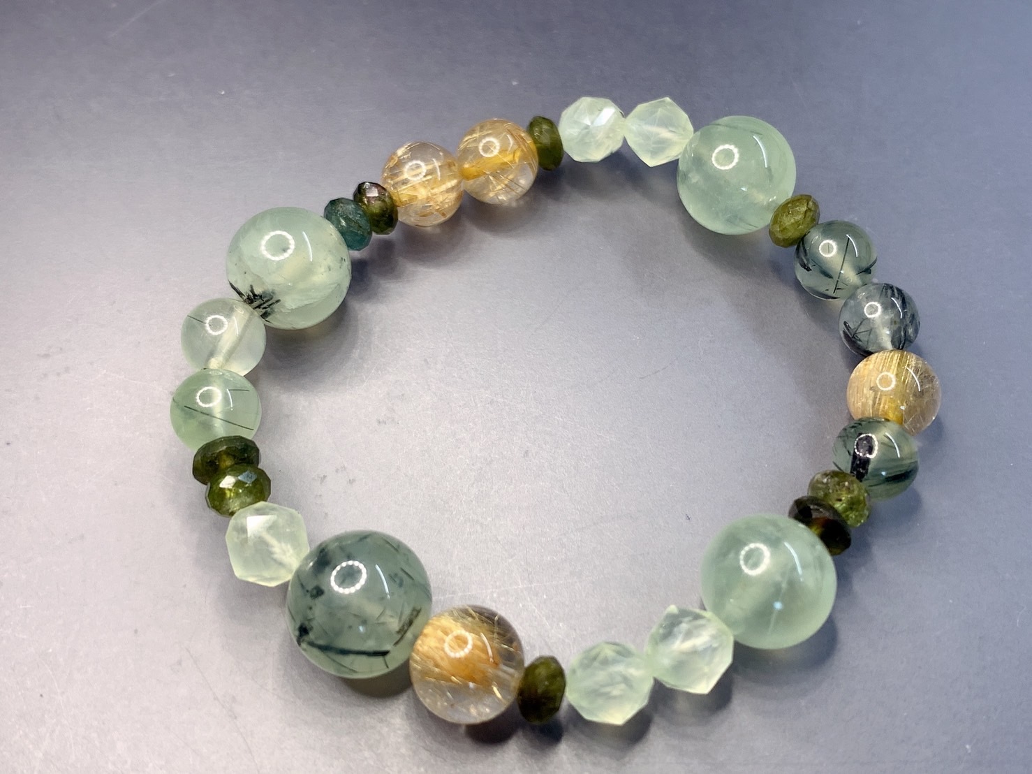 世界名畫系列_梵谷野玫瑰丨財富與勇氣丨葡萄石與鈦晶