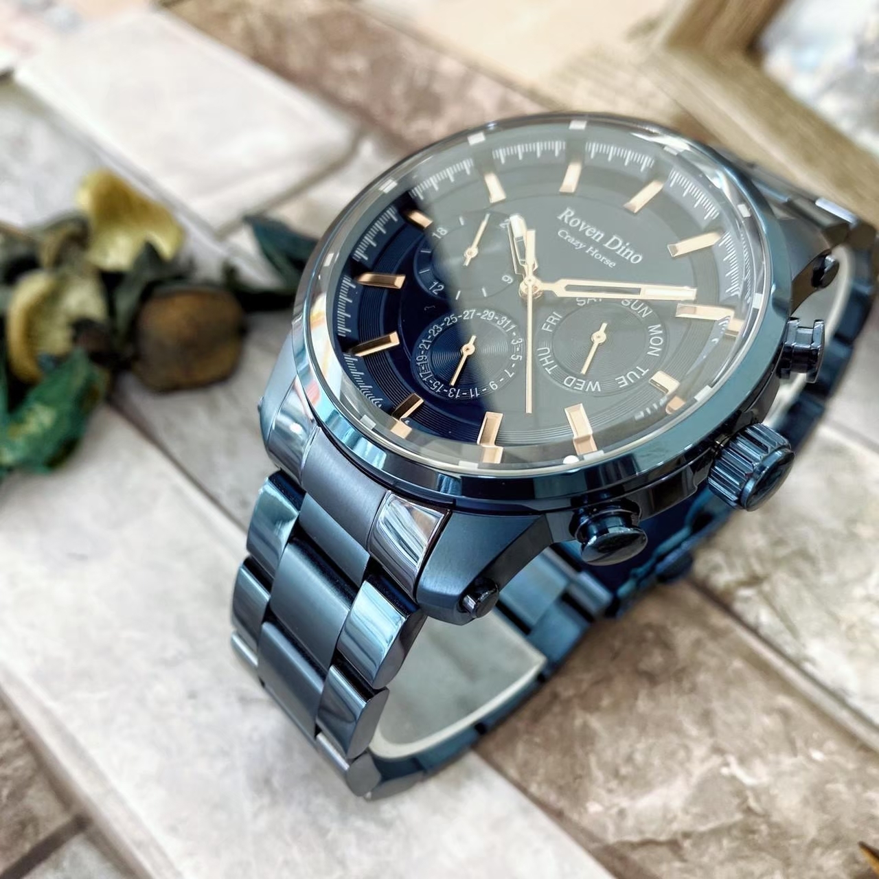 【Roven Dino羅梵迪諾】金牌特務三眼時尚腕錶 RD6090BU 45mm  現代鐘錶